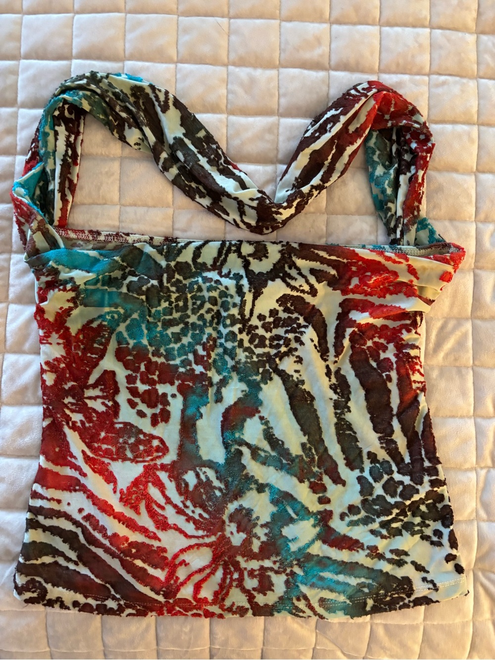 SHEIN Multicolor Printed Camisole - Red, Teal & Brown Women’s Size L